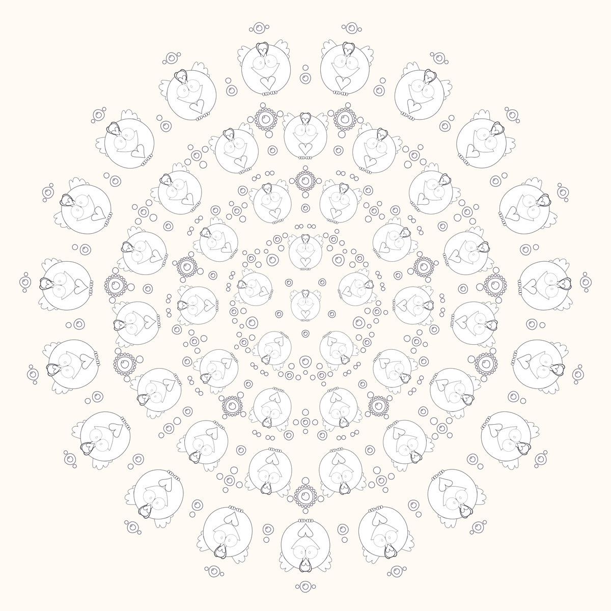 A printable black-and-white Henna Mandala with large readable Chubblies and balanced coloring detail.