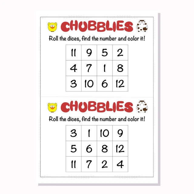 Gioco di matematica prescolare - Lancia i dadi, trova il numero e coloralo!