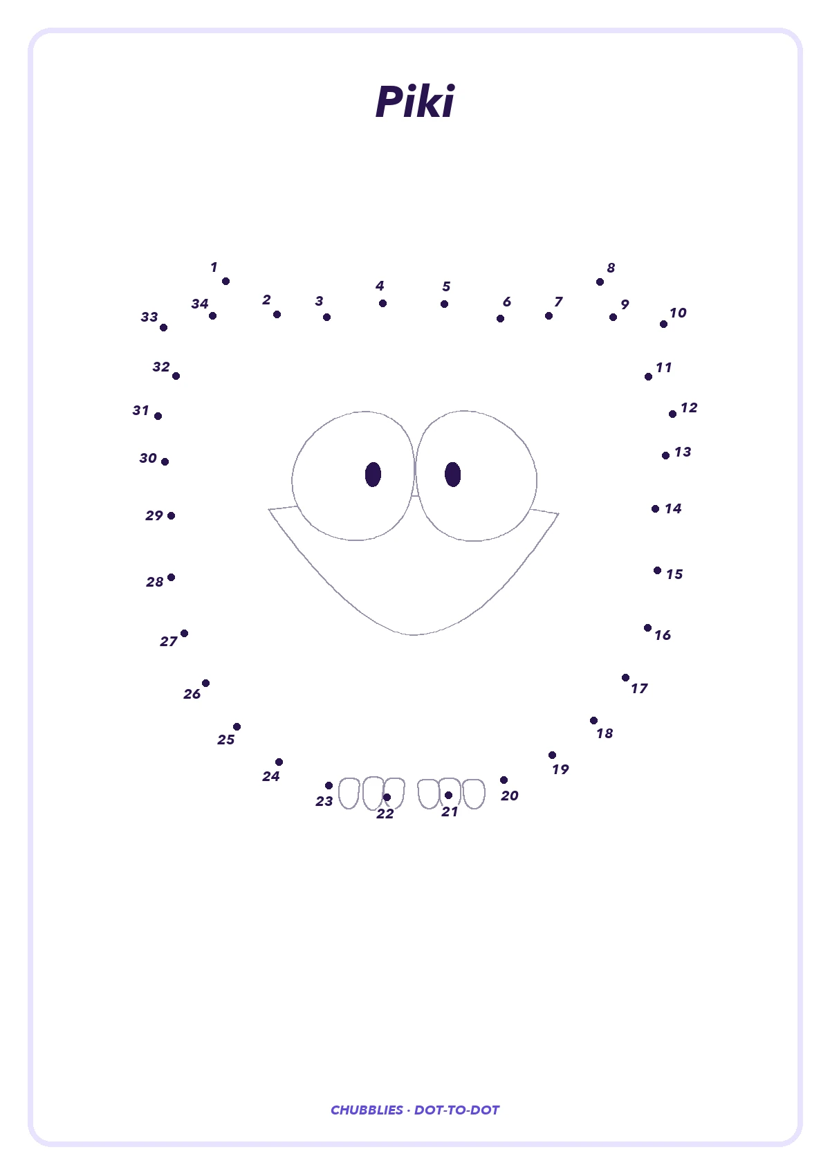 Piki dot-to-dot puzzle with 34 clearly numbered dots