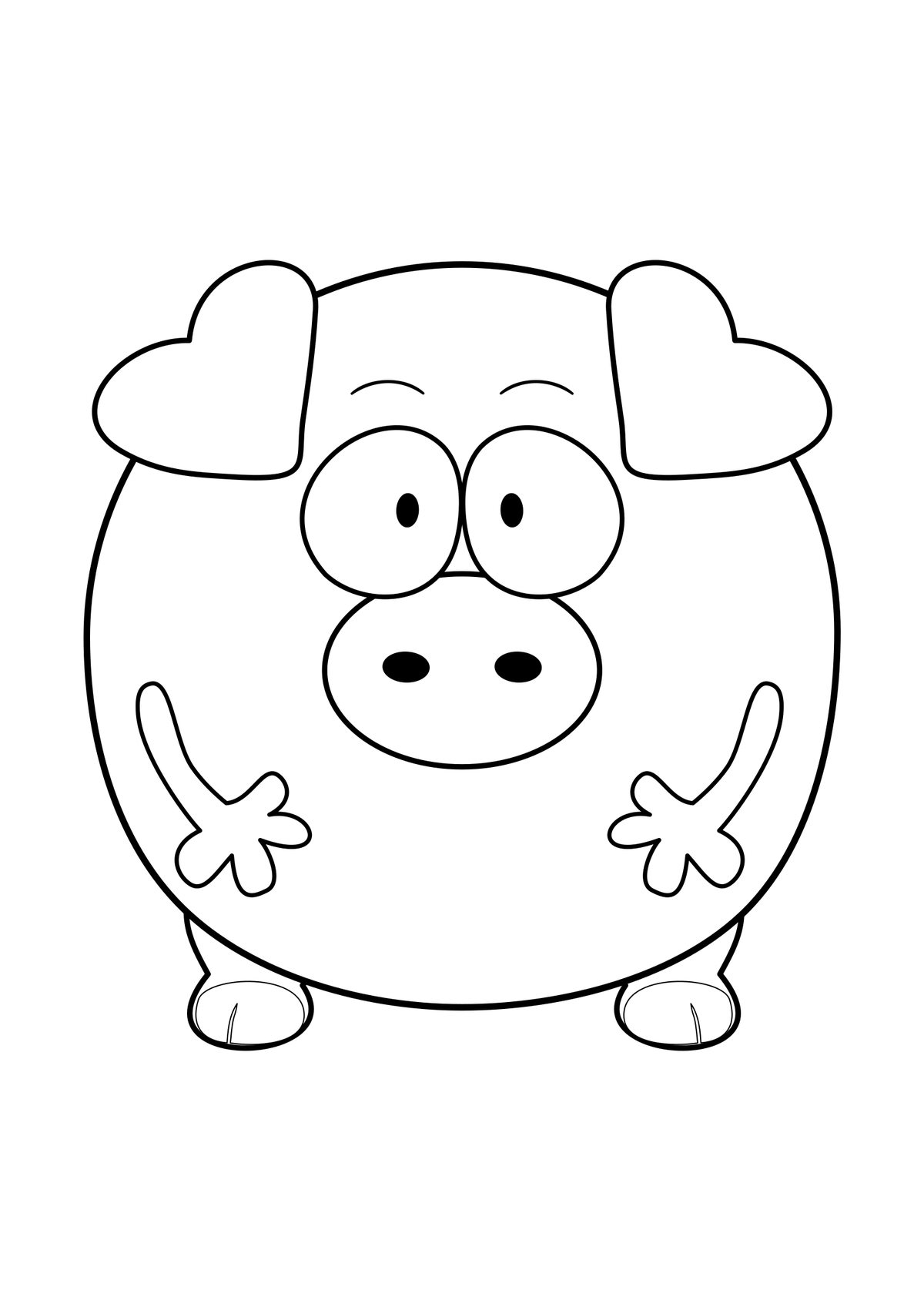 Black line drawing of Pimmy facing forward on a clean white coloring page